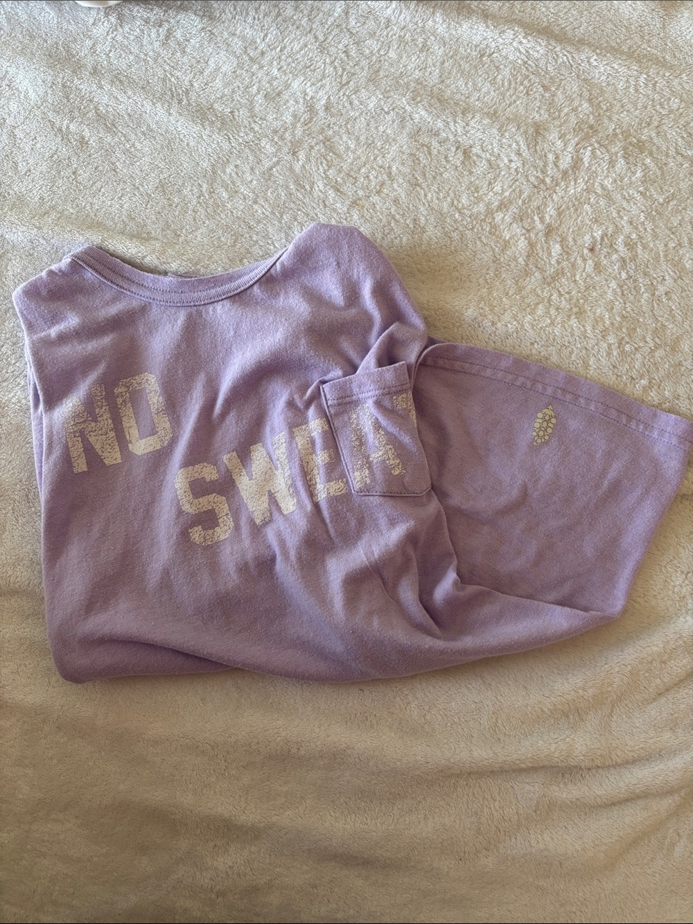 Free People Lavender Tank with 'NO SWEAT' Graphic